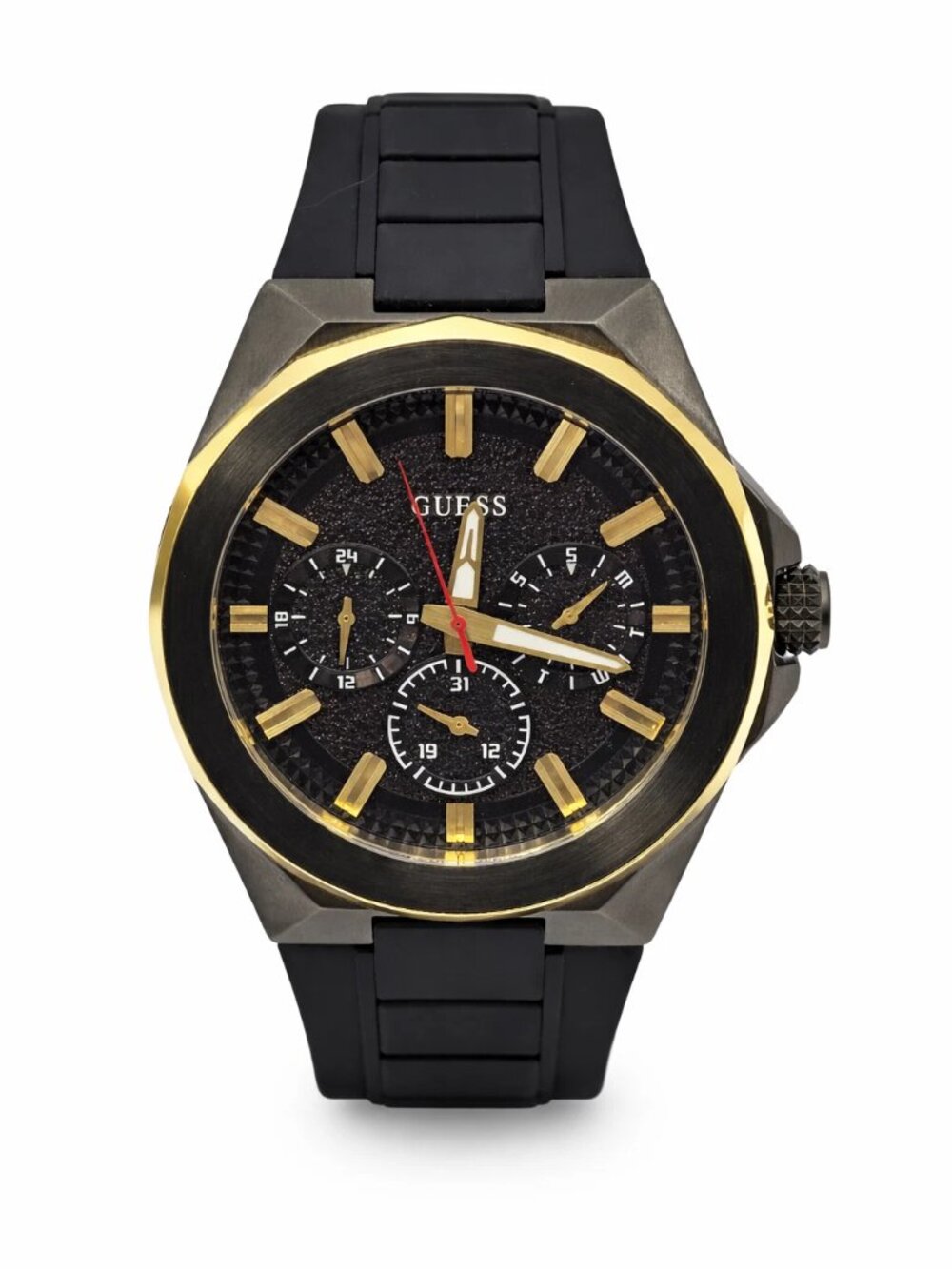 GUESS Men's Dashboard Watch GW0799G1 46mm Black Dial Silicone Multi-Function